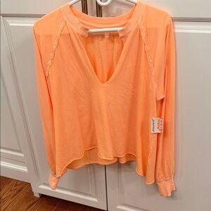 FP Movement by Free People Long Sleeve Top Neon Clementine orange XS NWT